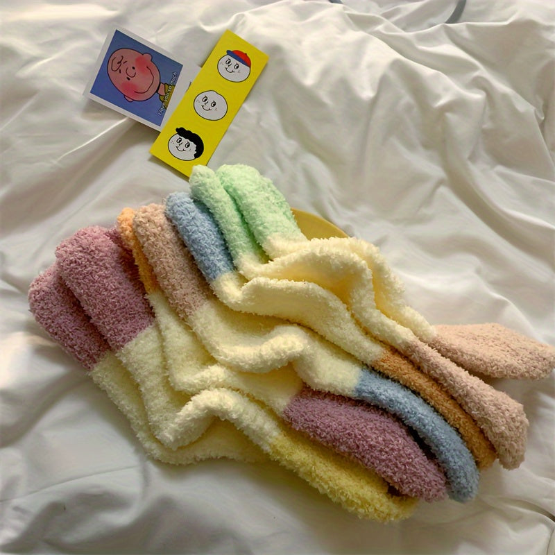 5 Pairs Fuzzy Mid Tube Socks Women's Stockings