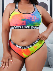  Tie Dye Cross Back Tank Bra & Panty Set