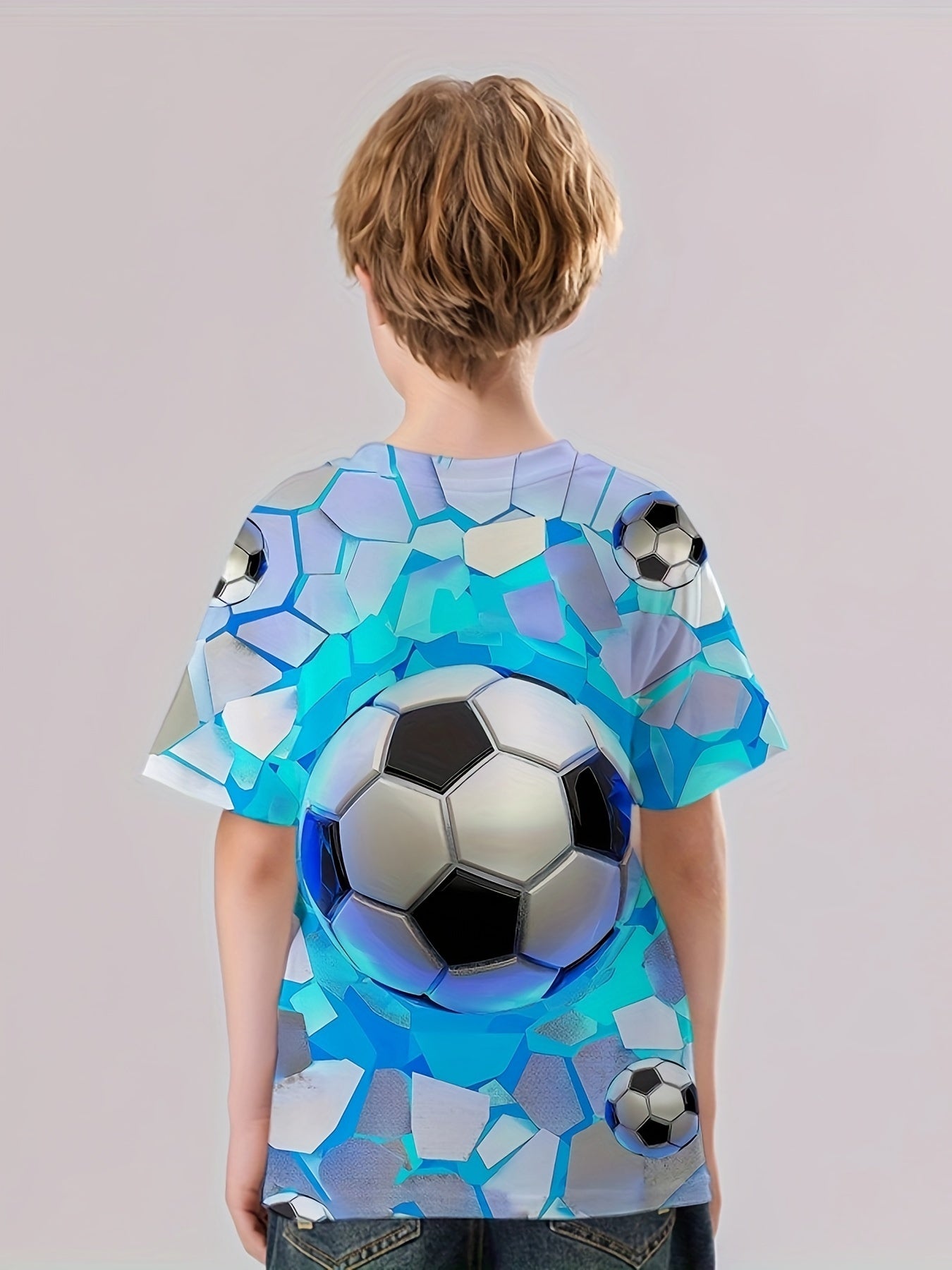 Kids 3D Print T-shirt Optical Illusion Football Graphic Street Wear