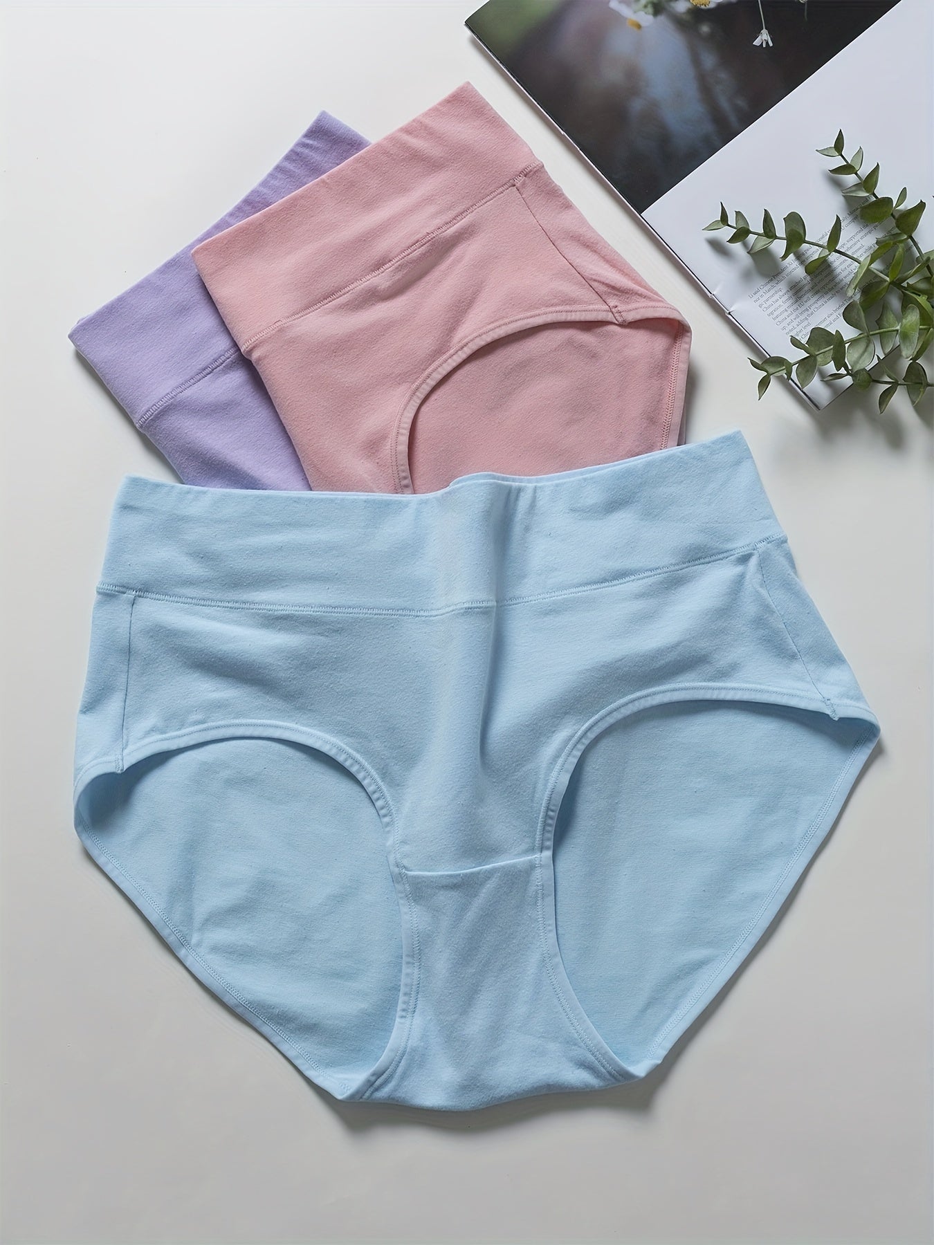 3 Pack Plus Solid High Rise Panties Set