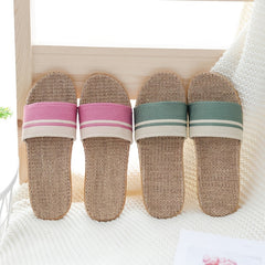 Men's Linen Open Toe Slippers Lightweight Indoor Outdoor