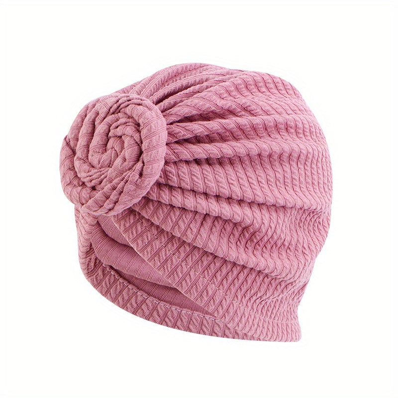 Front Twist Knot Turban Cap Embossed Pleated Head Wrap Hijab Elastic Bonnet