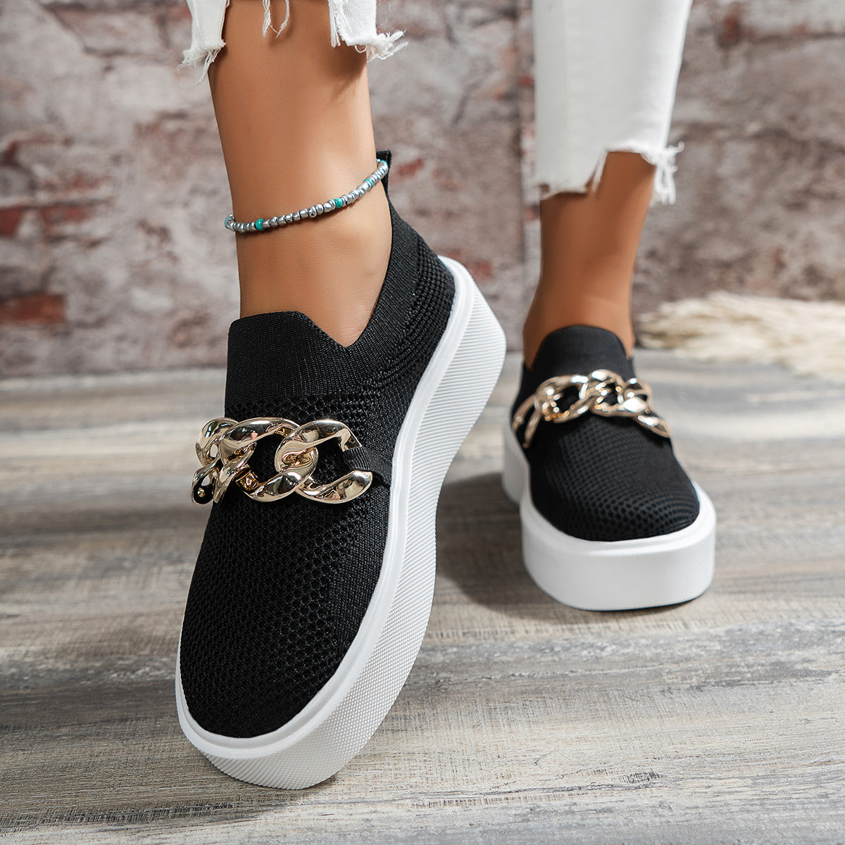 Women's Mesh Air Round Toe Flat Shoes Slip On Loafers