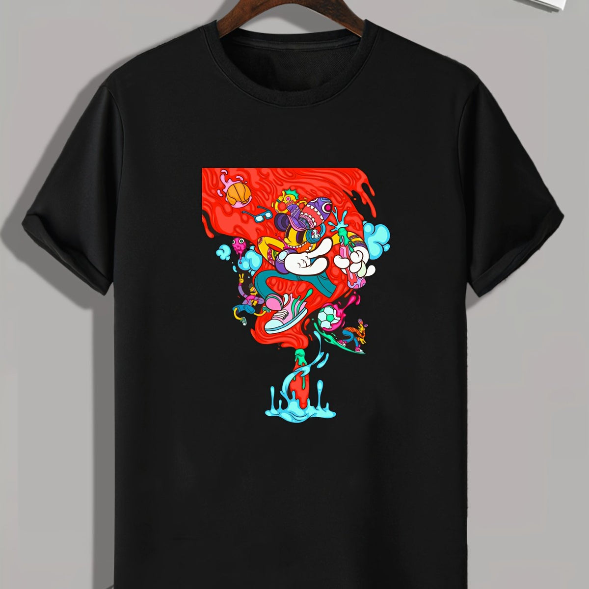 Cartoon Print Men's Graphic T shirt for Summer