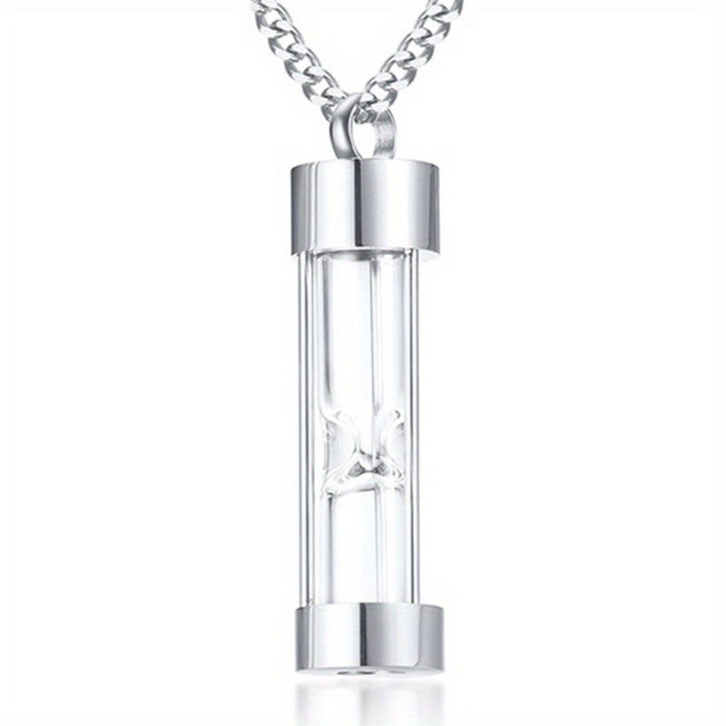 Stainless Steel Hourglass Cremation Necklace for Ashes