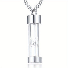 Stainless Steel Hourglass Cremation Necklace for Ashes