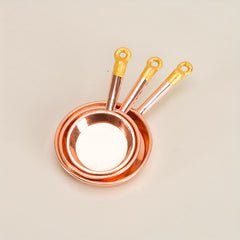 3pcs Mini Long Handle Pans Dollhouse Kitchen Accessories Food Play Scene Model