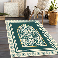 Vintage Floral Prayer Rug Non-Slip Mat Machine Washable