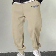 Men's Cartoon Shark Print Joggers Casual Breathable Sports Pants