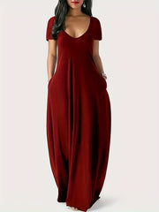  Sunflower Print Maxi Dress with Pockets