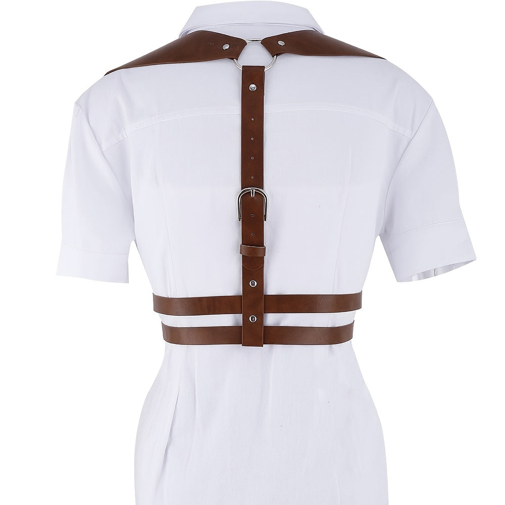 Women's PU Leather Harness Belt Punk Body Chain Waist Belt Halter
