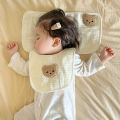 Baby Bear Embroidery Bib Pillow Set
