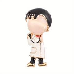 Cartoon Couple Boy Girl Brooch Nurse Pin for Sweater