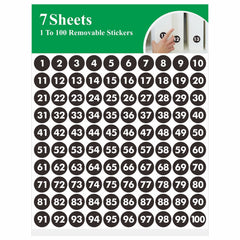 700pcs Round Number Sticker 1-100 Self Adhesive Dot Number Labels
