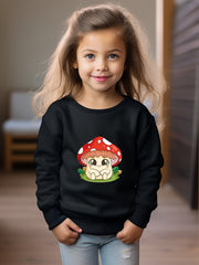 Girls Mushroom Pattern Crew Neck Sweatshirt Spring Fall Christmas Gift