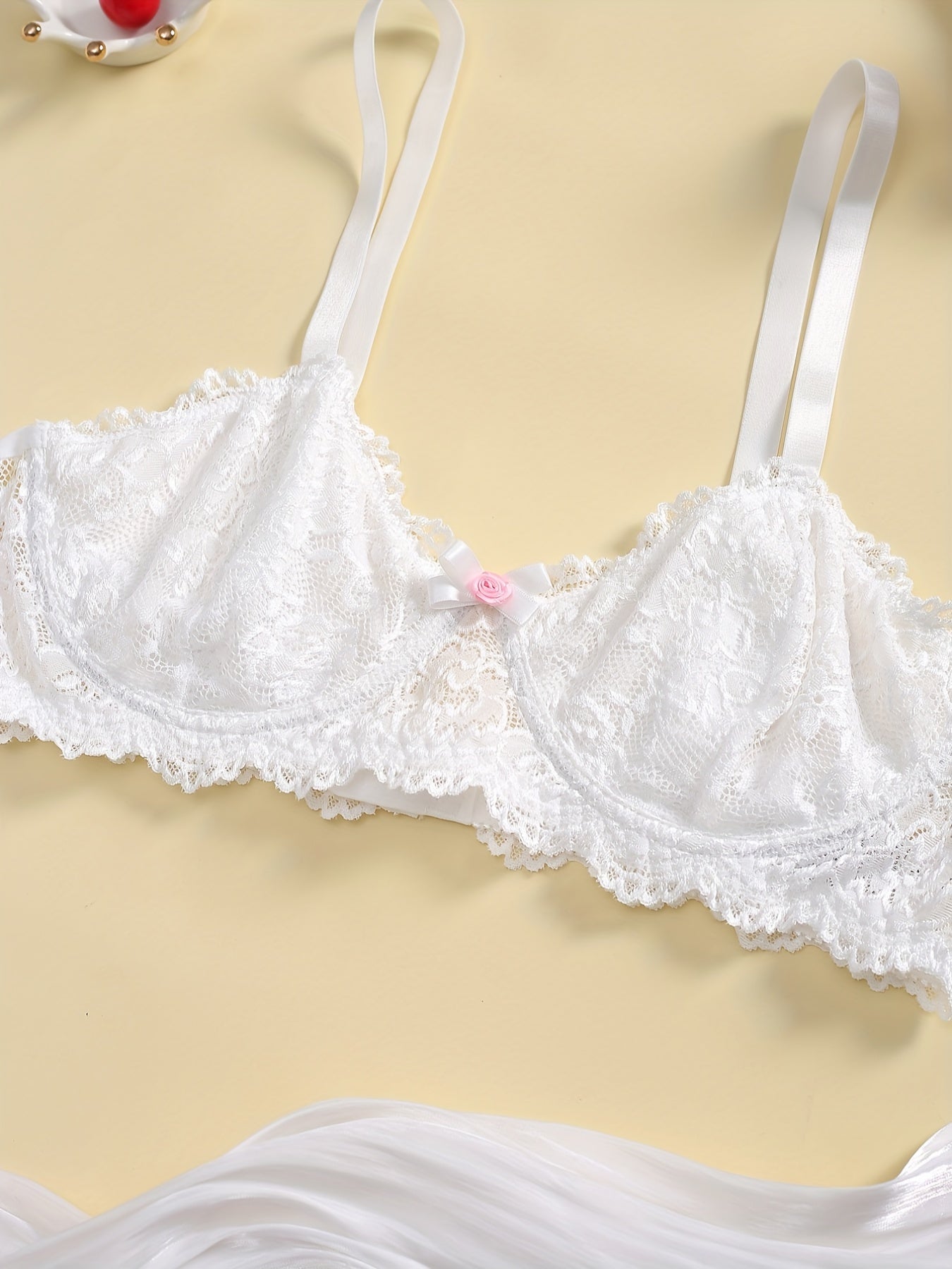  Floral Lace Bow Knot Bra & Underwear Lingerie Set