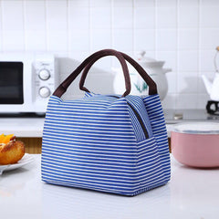 Striped Pattern Insulated Lunch Bag Leak Proof 8.66x5.9x6.69in