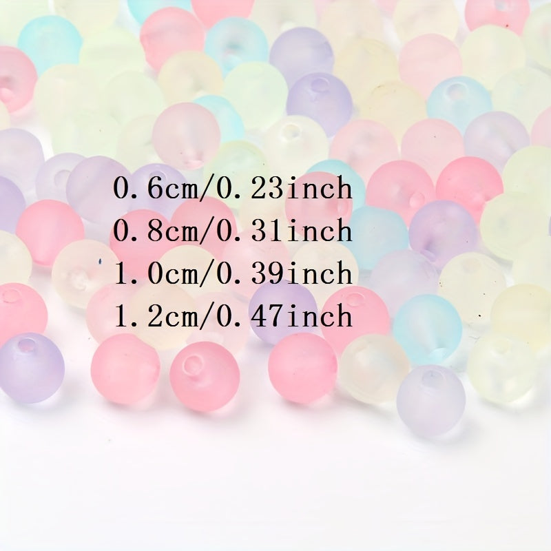 Frosted Mixed Acrylic Round Beads 6-12mm Spacer Beads DIY Bracelet Necklace