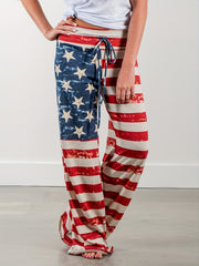  Indep. Casual Pants Women's Plus Stripe & Star Print High Rise