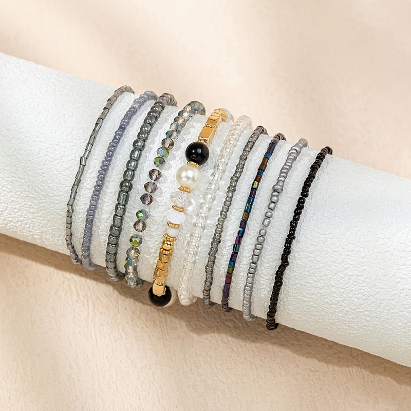 Bohemian Bead Bracelets for Women, Stackable Stretch Friendship Jewelry