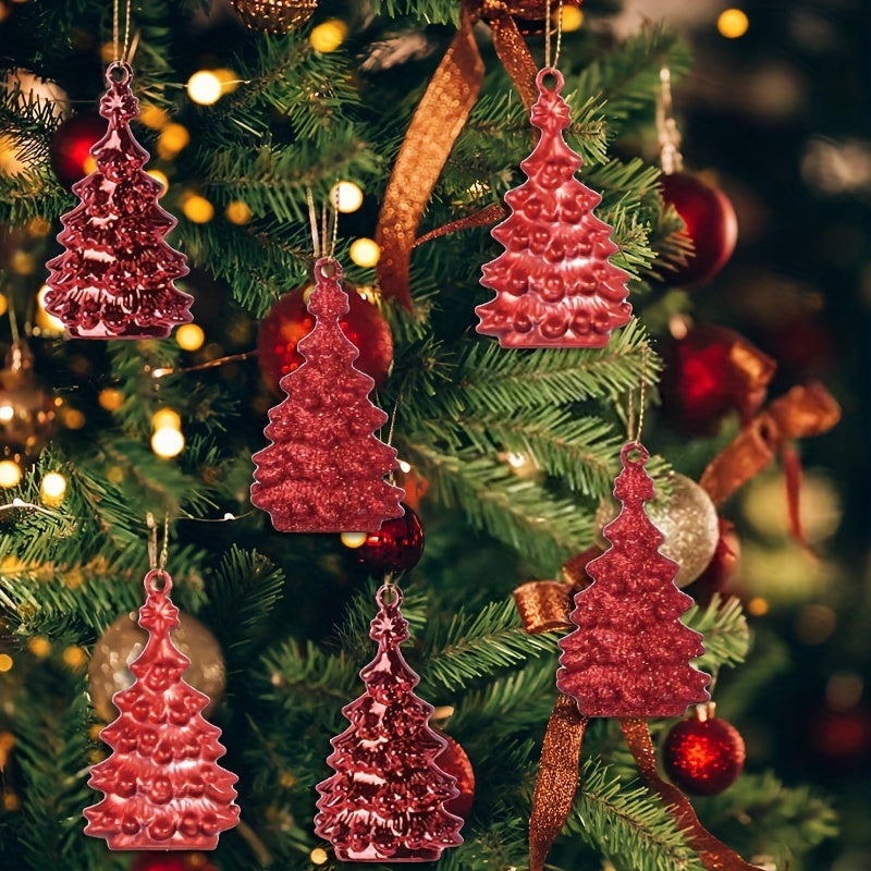 6pcs Red Relief Tree Christmas Tree Pendant Family Party Decorations