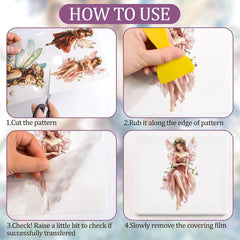 3pcs Fairy Rub On Transfer Stickers - Waterproof Decals for DIY Scrapbook