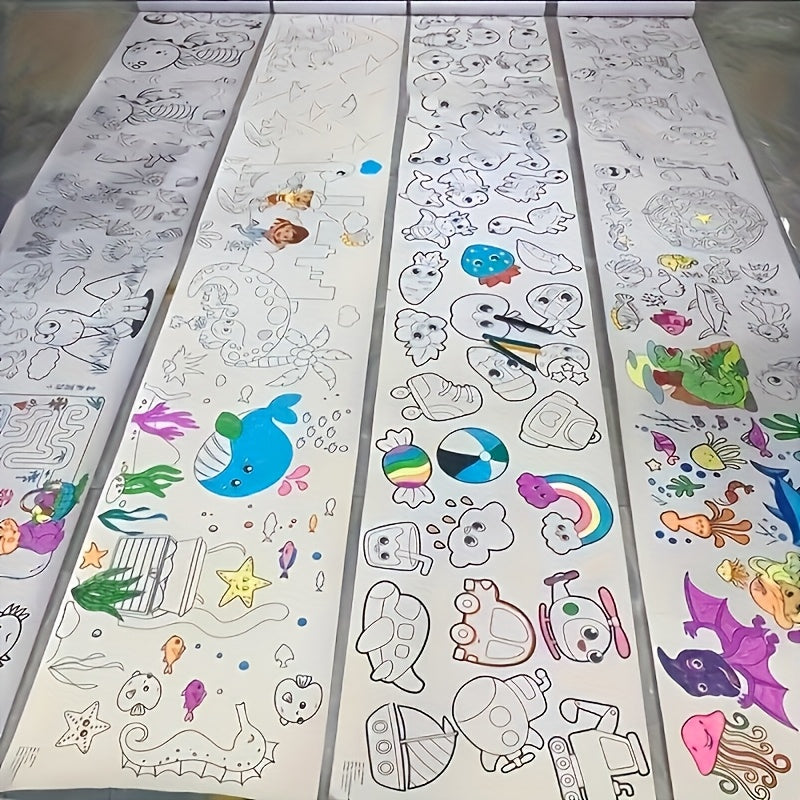 Extra Long Coloring Roll 3.6m Vibrant Animal & Food Designs Paper