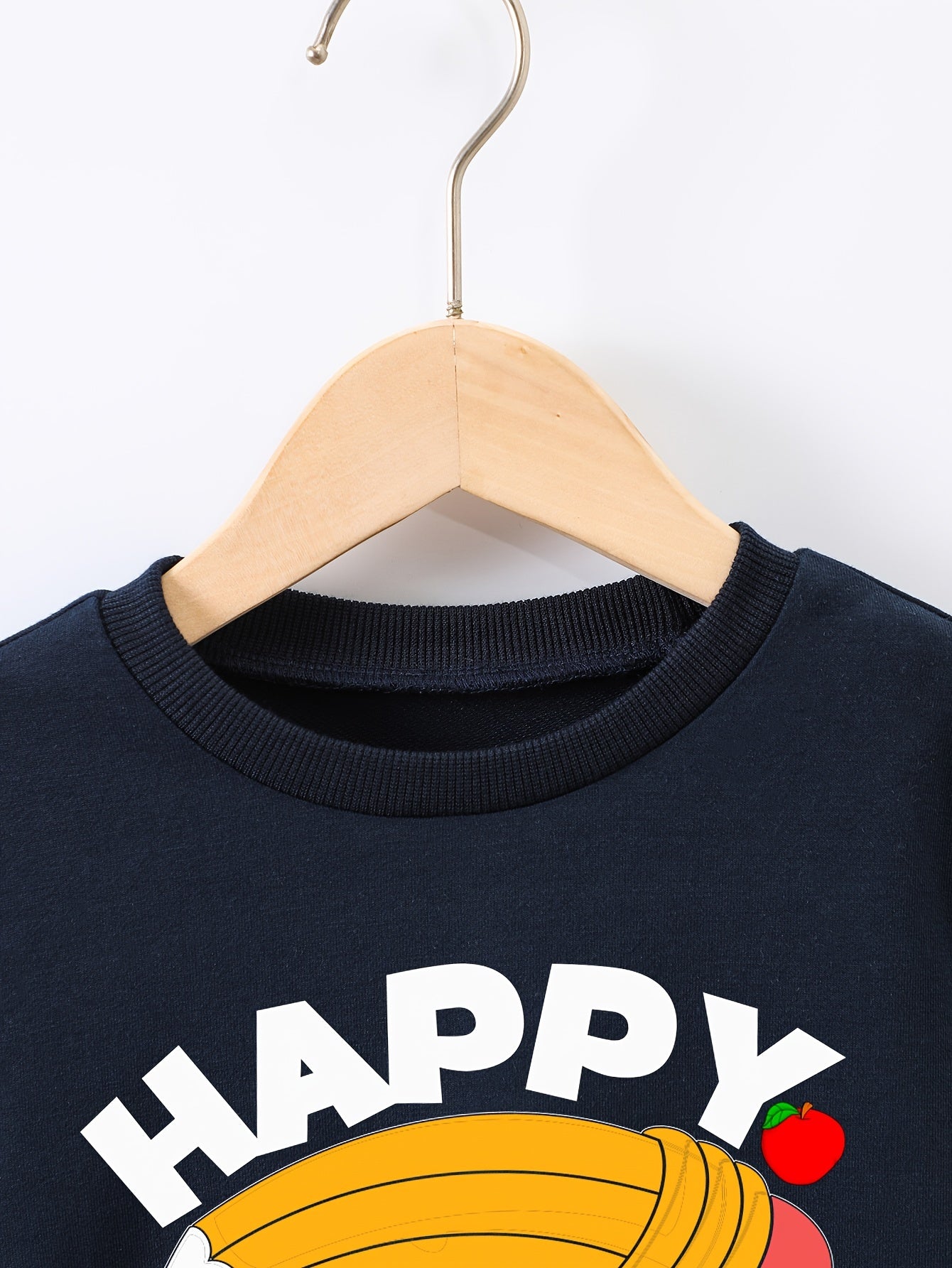 Boys Cartoon Letter Print Happy School Sweatshirt