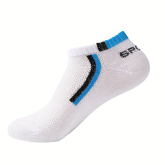 5 Pairs Men's Thin Boat Socks for Outdoor Running & Cycling