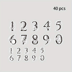 40pcs Floral Number Sticker Pack Creative Floral Decorative Sticker