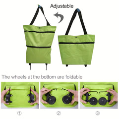 Foldable Shopping Bag with Wheels Large Capacity Luggage Storage