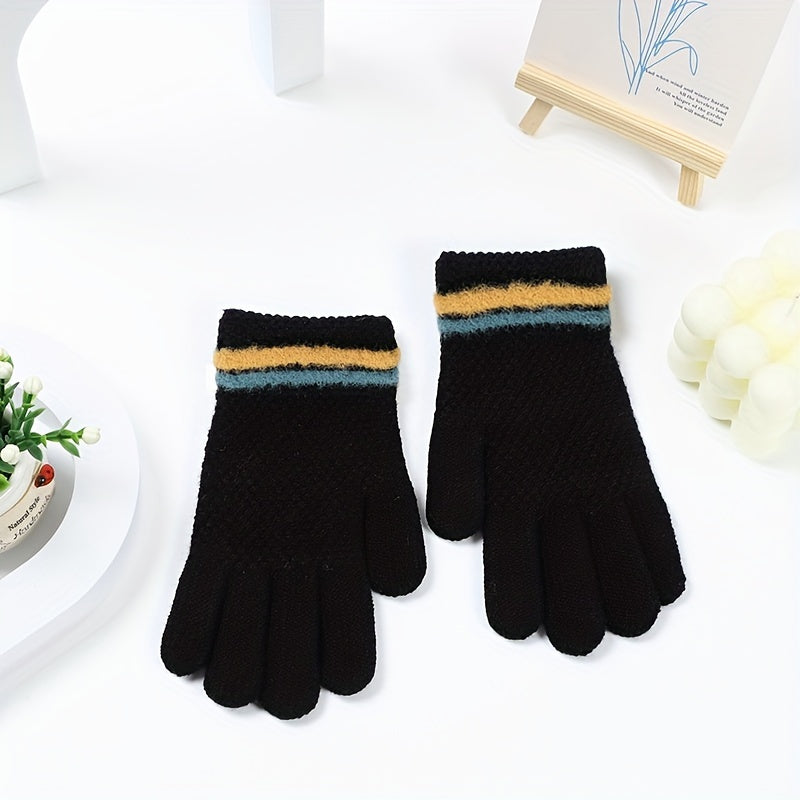 Kids Winter Knitted Gloves, Thick & Warm, 5-10 Years