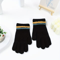 Kids Winter Knitted Gloves, Thick & Warm, 5-10 Years