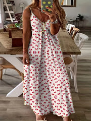  Leopard Print V Neck Cami Maxi Dress