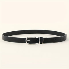 Oval Pin Buckle Thin Belt PU Leather Casual Belt for Women
