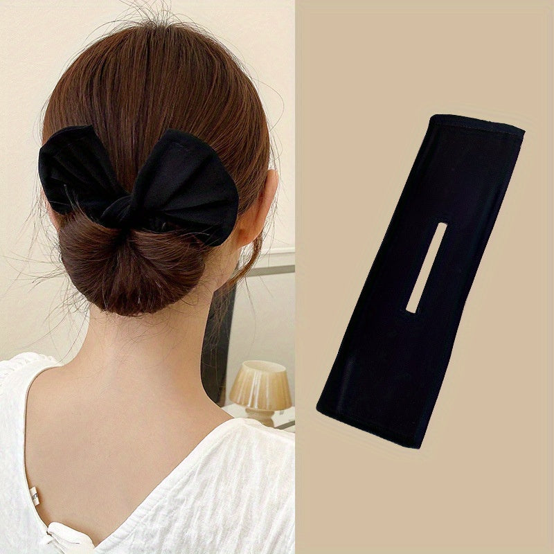 Minimalist Bow Charm Hair Bun Maker Solid Hair Band Magic Styling Accessory