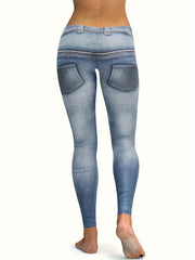  Denim Print Skinny Leggings Medium Stretch