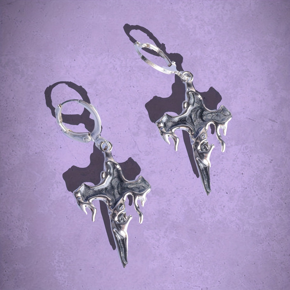 Halloween Gothic Cross Pendant Earring Necklace Set