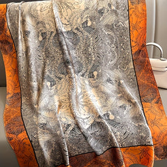 Sketch Plants Print Scarf Boho Satin Warm Shawl Silk Scarves