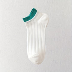 5 Pairs Colorblock Crew Socks Soft & Comfy Low Cut Ankle Socks Women's Stockings