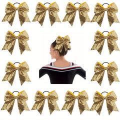 Sequin Bow Hair Tie Glitter Cheer Hair Ring Elastic Hair Band