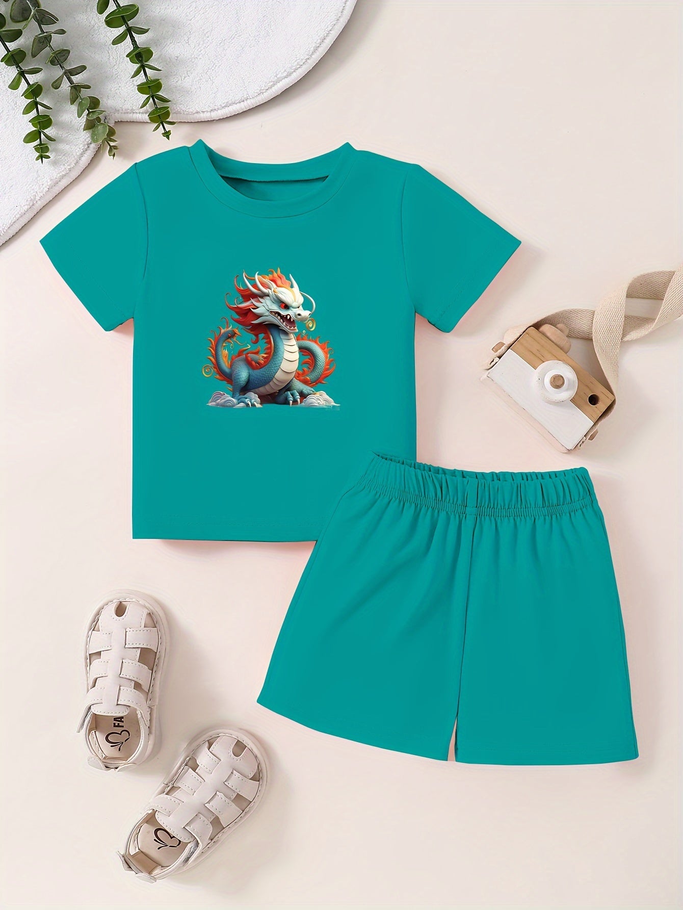 Cartoon Dragon Toddler 2pcs Summer Clothing Set