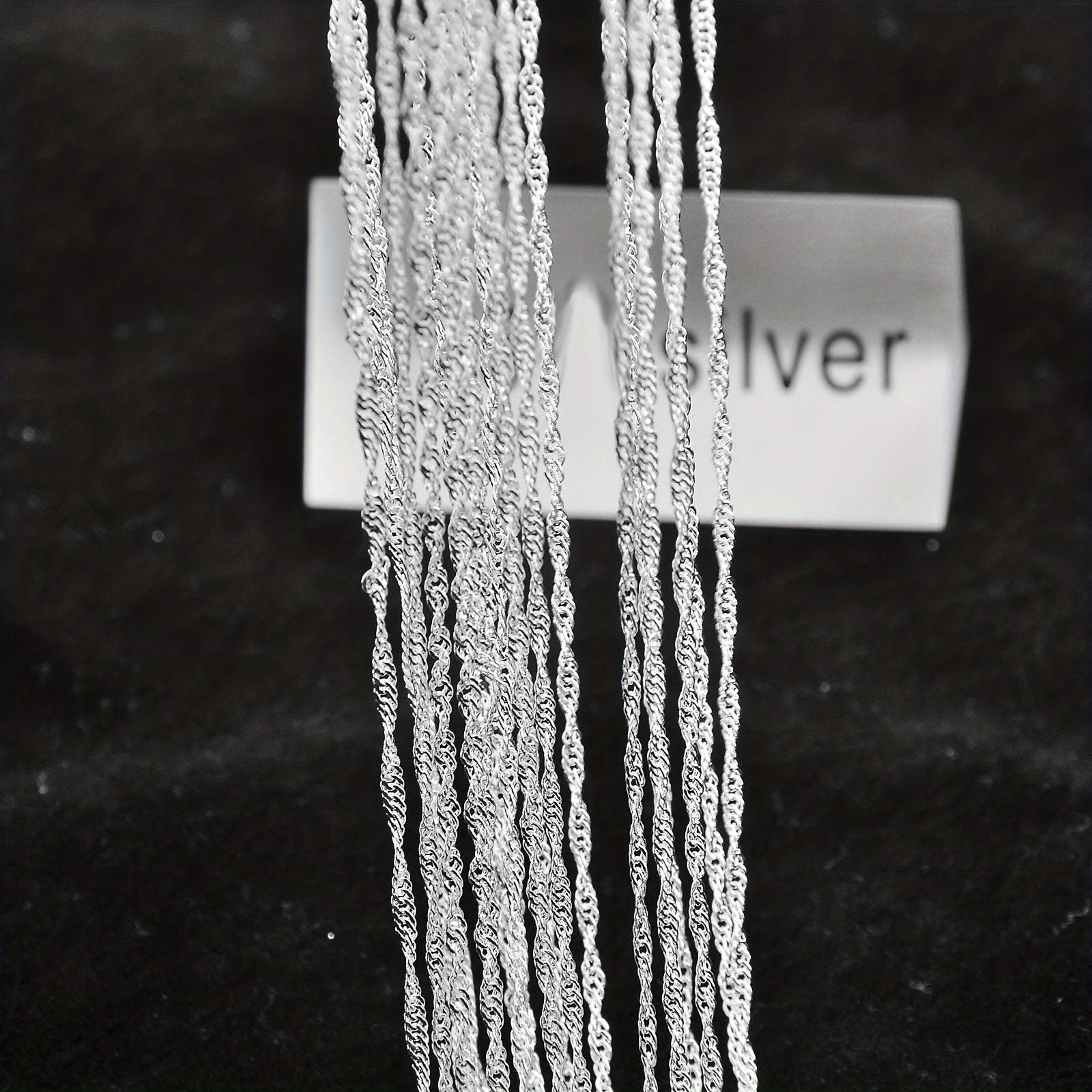 40cm Silver Plated Necklace Water Wave Chain