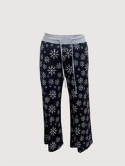  Christmas Casual Pants Women's Plus Snowflake Print