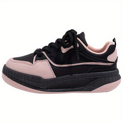 HUANQIU Lace-up Non-slip Skate Shoes Height Increased Sneakers