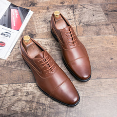 Men's Cap Toe Oxfords Lace Up Formal Shoes