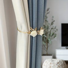 Metal Faux Pearl Curtain Holdback with Flower Accent