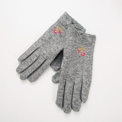 Flower Pattern Fleece Thermal Touch Screen Gloves
