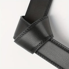 Men's Leather Belt Alloy Automatic Buckle Business Suit Waist Strap