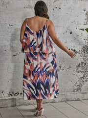 Ink Painting Print Cami Top & Split Skirt Set